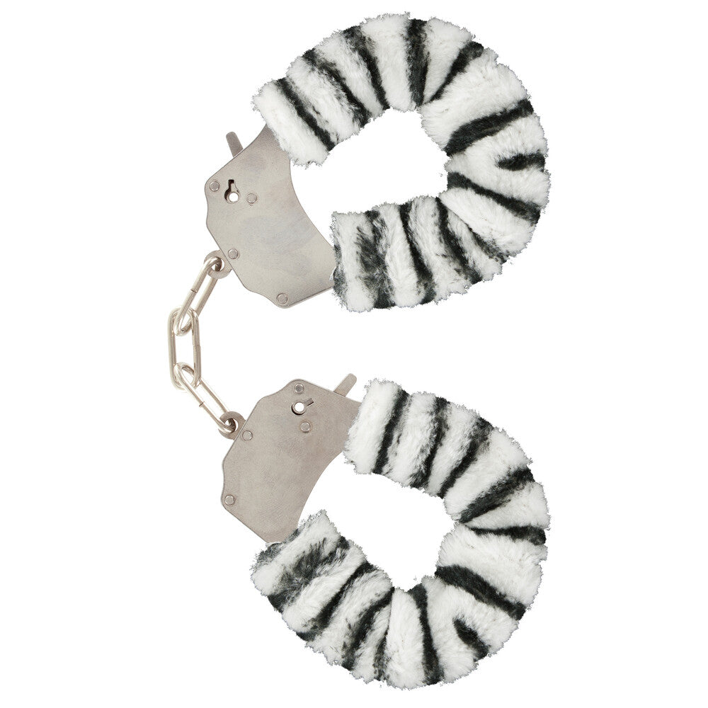 ToyJoy Furry Fun Zebra Plush Wrist Cuffs With Keys Set Default Title > Bondage Gear > Handcuffs