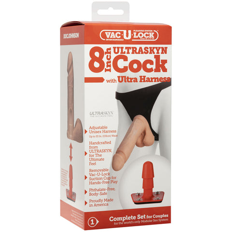 Vaculock Ultraskyn 8 Inch Realistic Dildo With Harness > Realistic Dildos and Vibes > Strap on Dildo