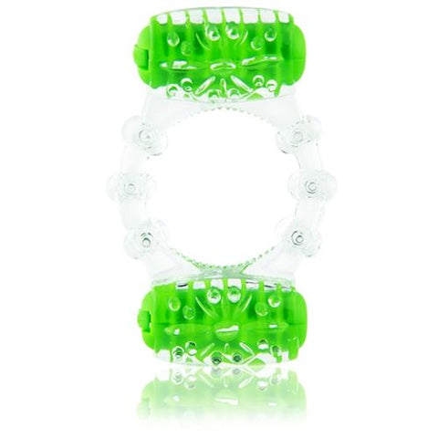 Two-O Blue Dual Vibrating Pleasure Ring – Rechargeable Silicone Vibrating Ring Green > Cock Ring > Vibrating