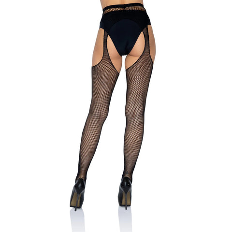 Leg Avenue Fishnet Suspender Pantyhose Black UK 6 to 12 > Clothes > Stockings