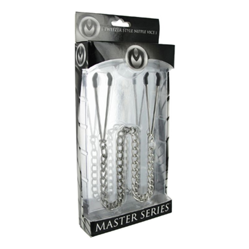 Master Series Reign Adjustable Tweezer Nipple Clamps – Adjustable Nipple Clamps 18 Inches Silver > Sex Toys > Nipple Clamps