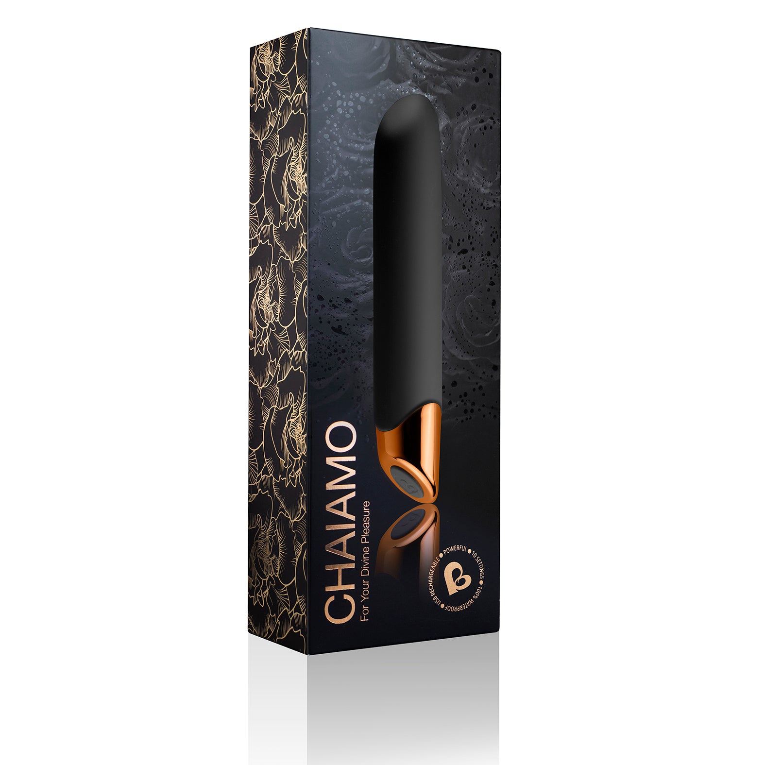 Chaiamo Rechargeable Black Sensual Vibrator with 10 Levels BULLETS