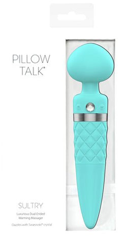 Pillow Talk Sultry Dual Ended Warming Massager Teal Electric Massager