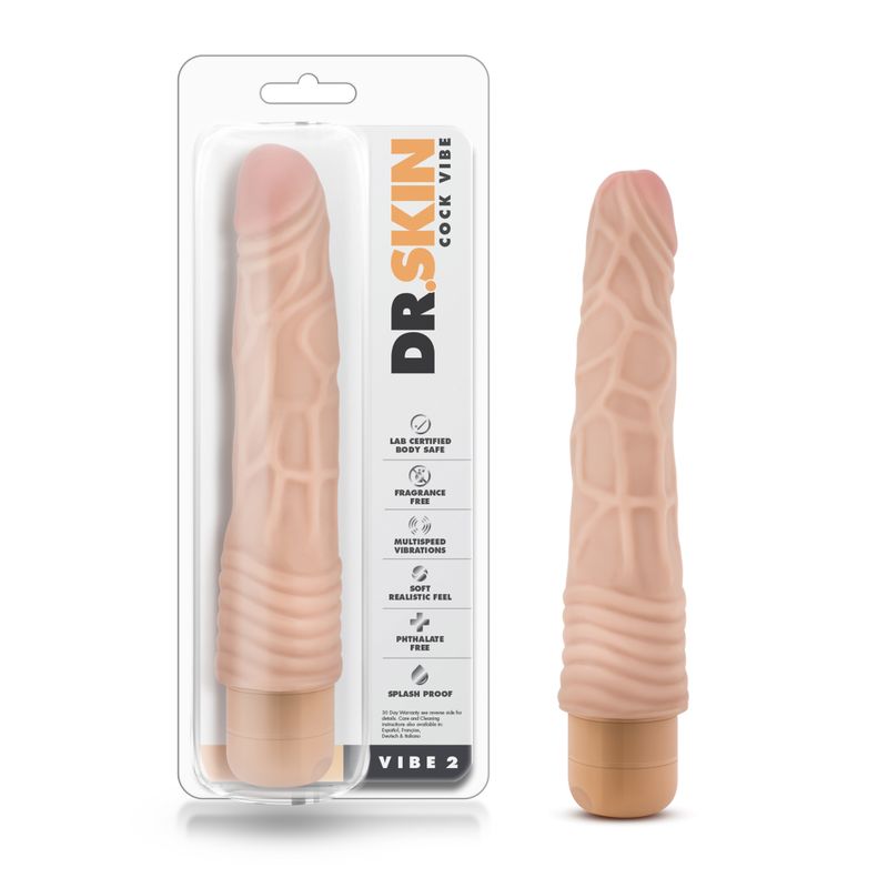 Dr Skin Cock Vibe 2 9 Inch Vibrating Realistic Cock Beige DONGS Vibrating