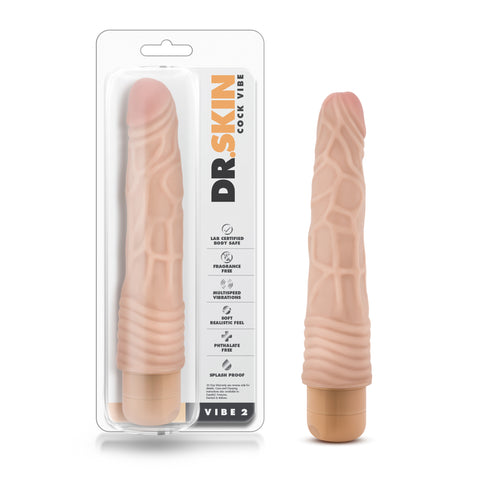 Dr Skin Cock Vibe 2 9 Inch Vibrating Realistic Cock Beige Beige DONGS Vibrating