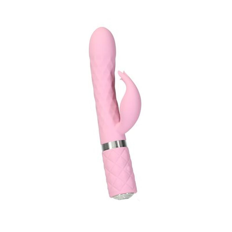 Pillow Talk Lively Pink Rabbit Dual Massager 8 Inch Clitoral Stimulator VIBRATORS-RABBIT