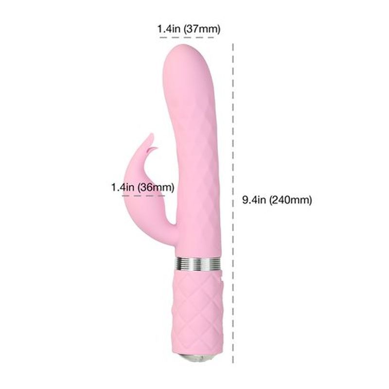 Pillow Talk Lively Pink Rabbit Dual Massager 8 Inch Clitoral Stimulator VIBRATORS-RABBIT