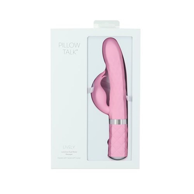 Pillow Talk Lively Pink Rabbit Dual Massager 8 Inch Clitoral Stimulator VIBRATORS-RABBIT