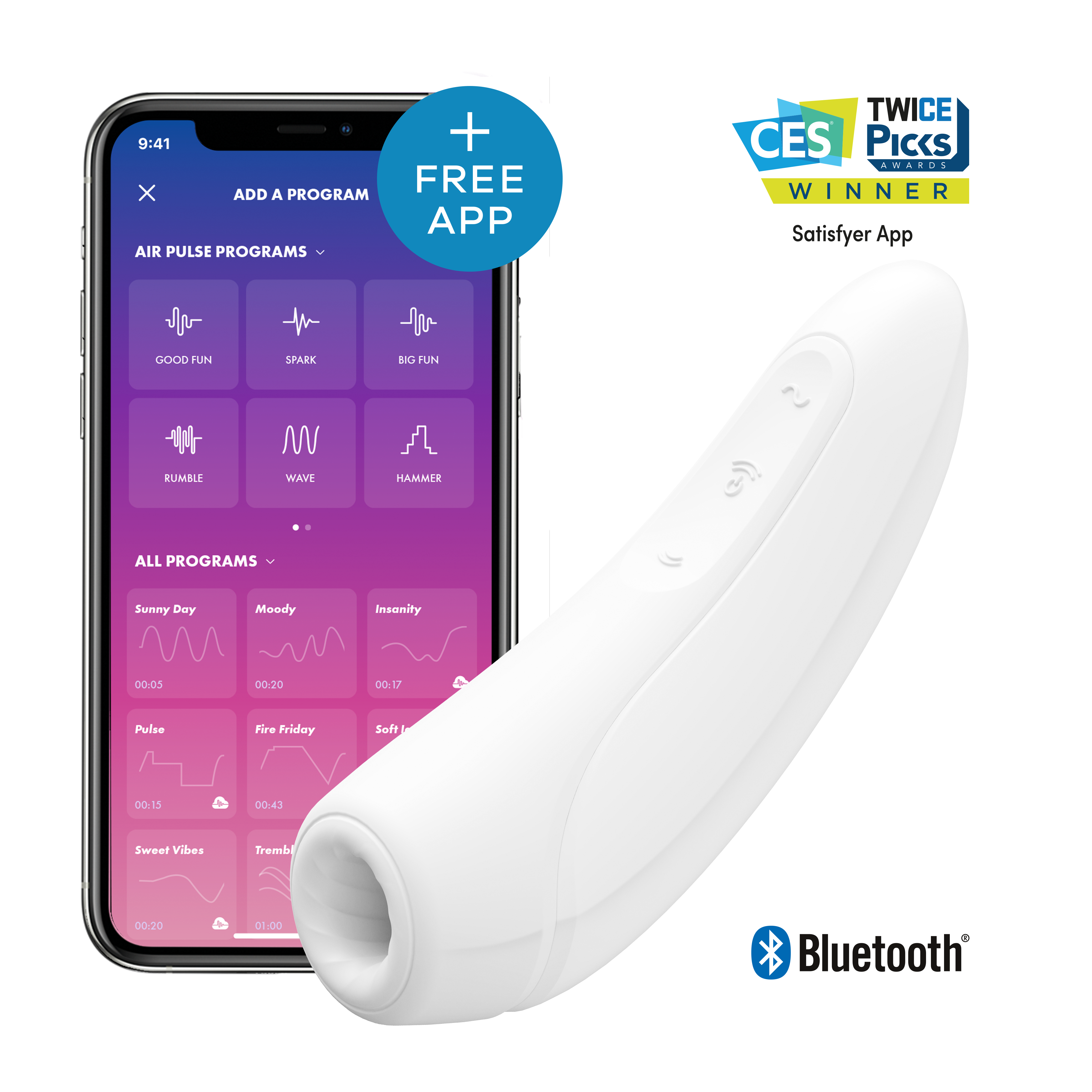 Satisfyer Curvy1+ Clitoral Stimulator – Rechargeable Silicone Pleasure Device > Sex Toys For Ladies > Air Pulsation