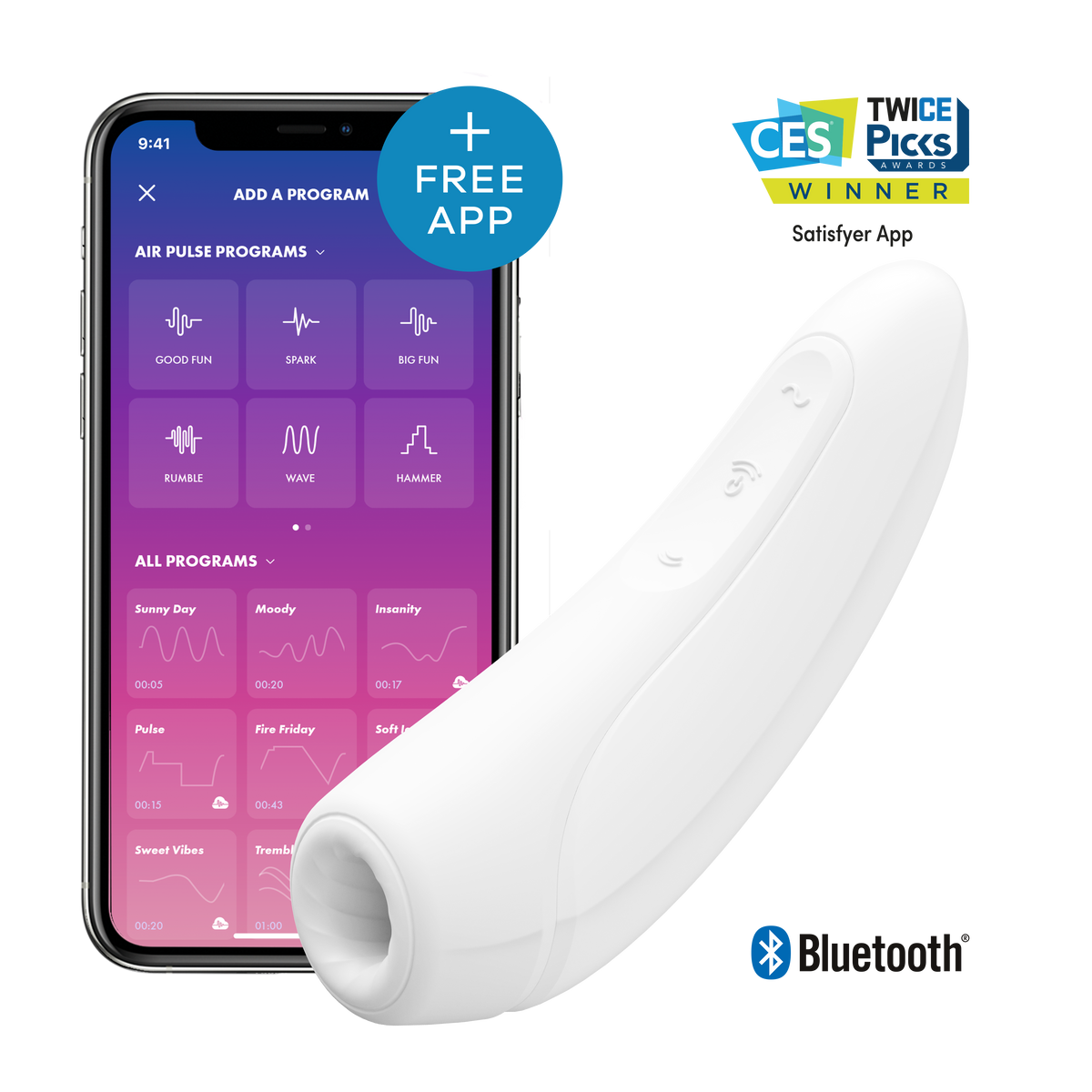 Satisfyer Curvy1+ Clitoral Stimulator – Rechargeable Silicone Pleasure Device > Sex Toys For Ladies > Air Pulsation