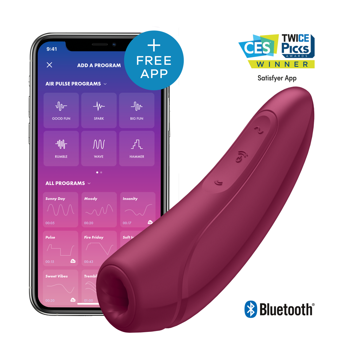 Satisfyer Curvy 1 Plus – App Enabled Clitoral Stimulator with Air-Pulse and Vibration Functions > Sex Toys For Ladies > Air Pulsation