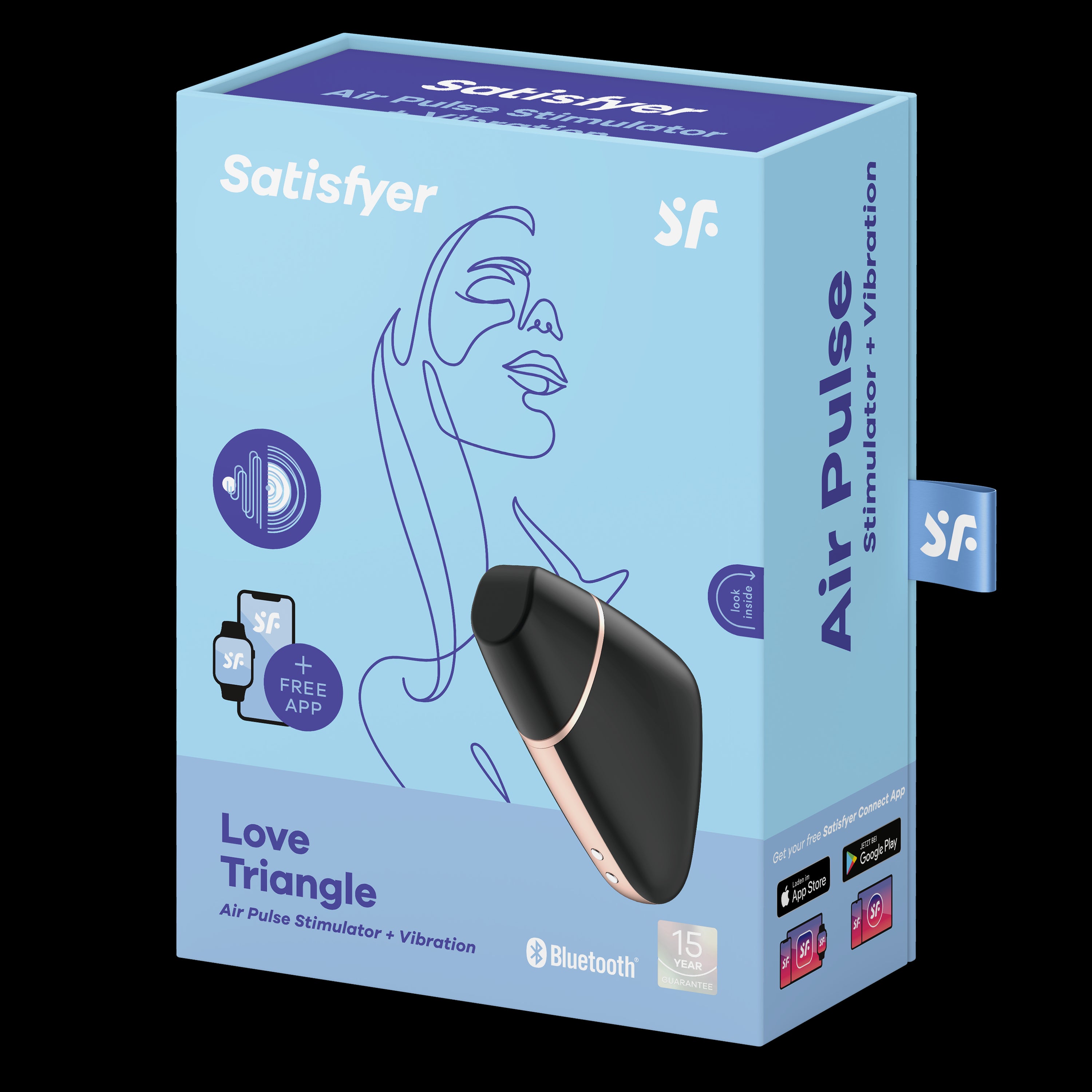 Satisfyer App Enabled Love Triangle Clitoral Massager Black > Sex Toys For Ladies > Clitoral Vibrators and Stimulators