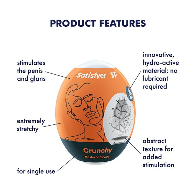 Satisfyer Masturbator Egg Crunchy – Textured Portable Masturbator Egg > Sex Toys For Men > Masturbators Cup