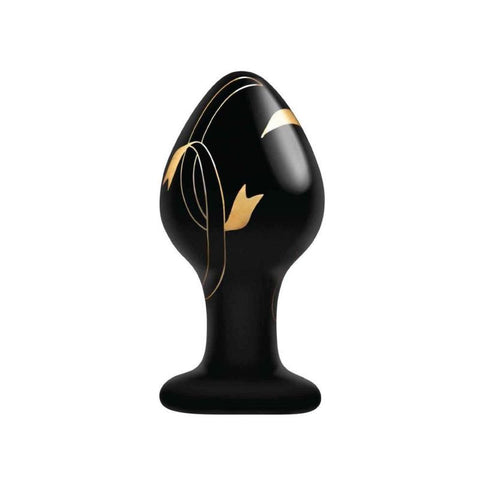 Secret Kisses Handblown Glass Plug 3.5 Inch Adult Toy Black > Sex Toys > Glass