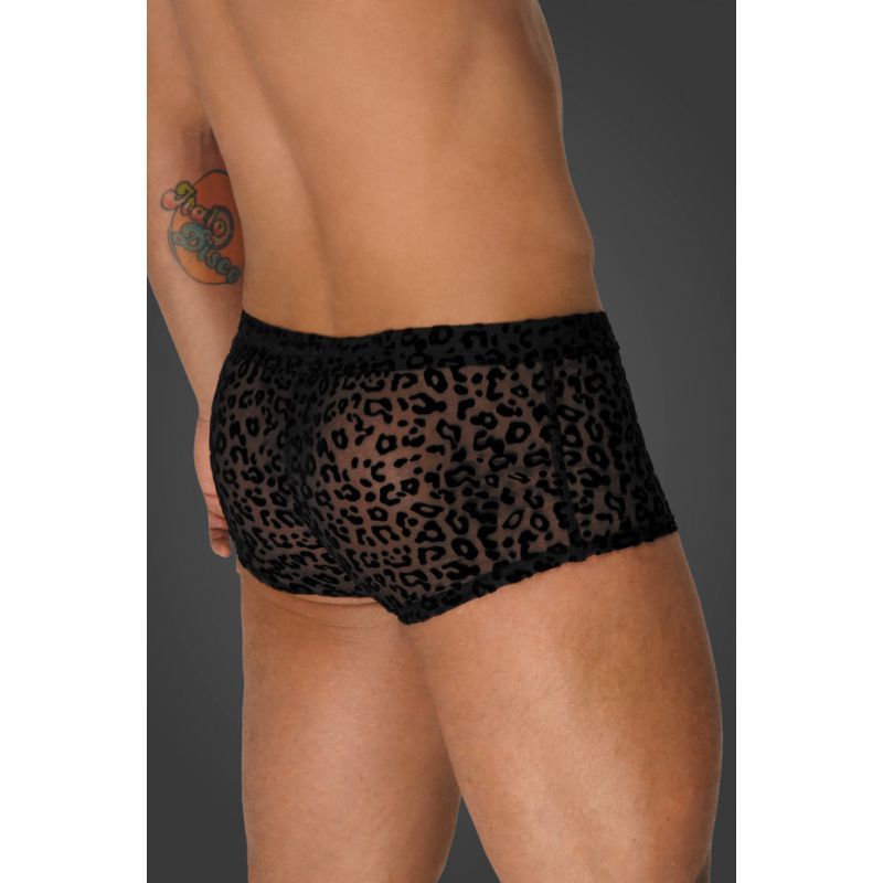 Noir Sheer Animal Print Pants – Form-Fitting Transparent Powernet Pants Mens Briefs