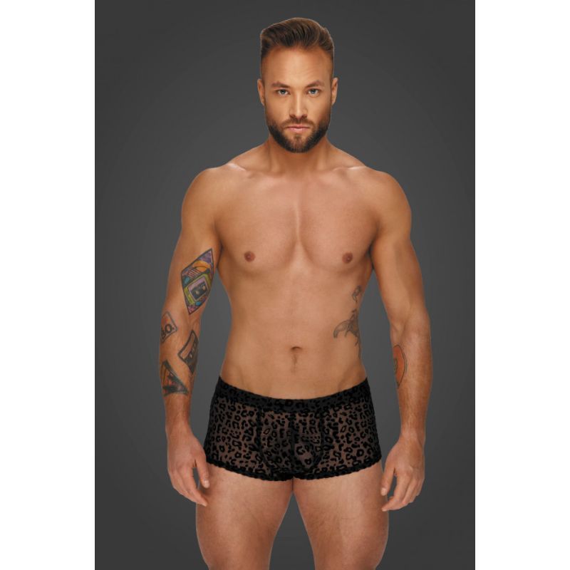 Noir Sheer Animal Print Pants – Form-Fitting Transparent Powernet Pants Large > Clothes > Mens Briefs