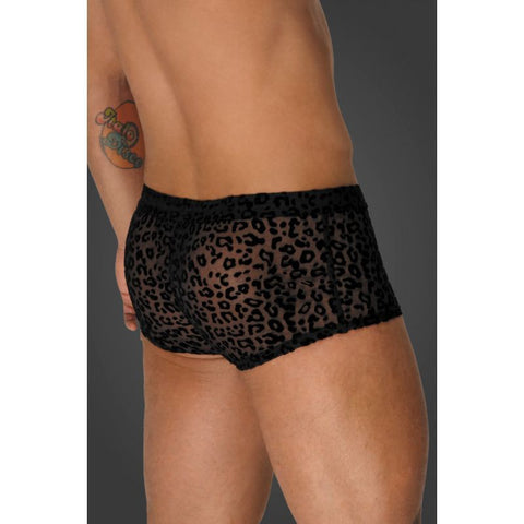Noir Sheer Animal Print Pants – Form-Fitting Transparent Powernet Pants Mens Briefs
