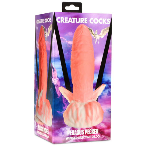Creature Cocks Pegasus Peacker (Pink and White) – 8.5 Inch Girthy Dildo > Dildos > Fantasy