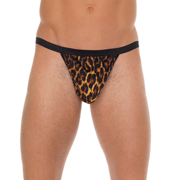 Men's Black G-String With Leopard Print Pouch Sexy Brief Default Title Mens G-Strings