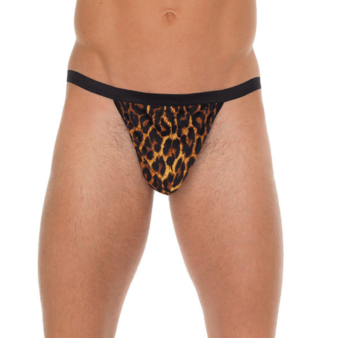 Men's Black G-String With Leopard Print Pouch Sexy Brief Default Title Mens G-Strings