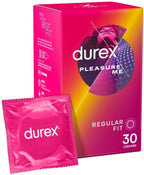 Durex Pleasure Me – Ribbed and Dotted Textured Latex Condoms – 10, 12 & 30 Pack 30 Pack > Essentials > Condoms
