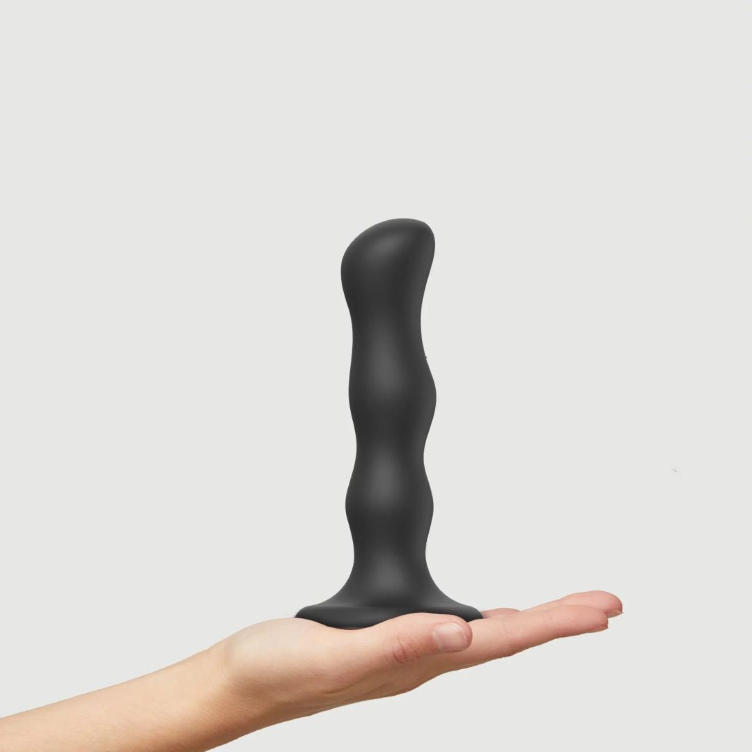 Strap On Me Dildo Geisha Balls Medium – Hybrid Design Silicone Dildo Plug and Geisha Balls Black XL Strap On Me