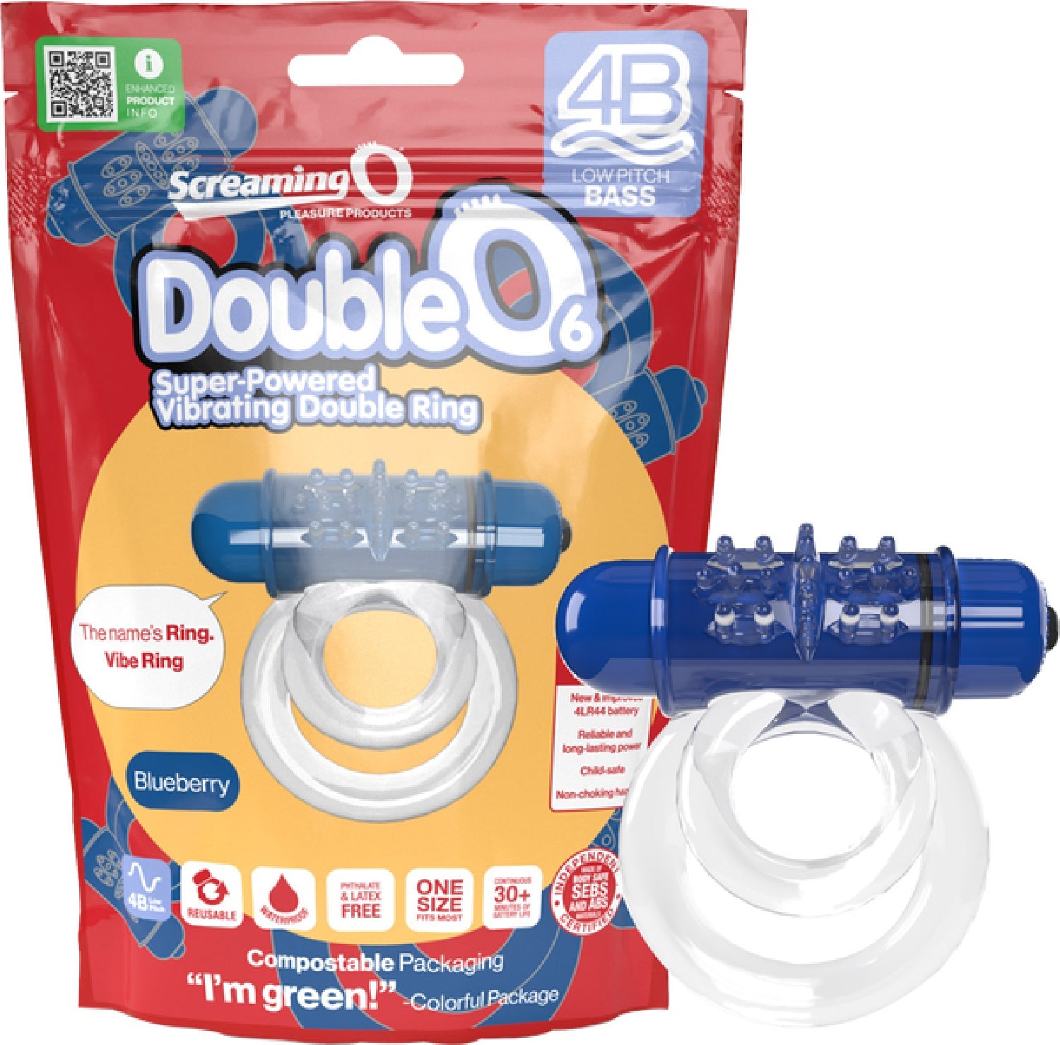 Double O 6 4B Vibrating Ring with Raised Ticklers and Long-Lasting Batteries – Vibrating Ring Secondary image
