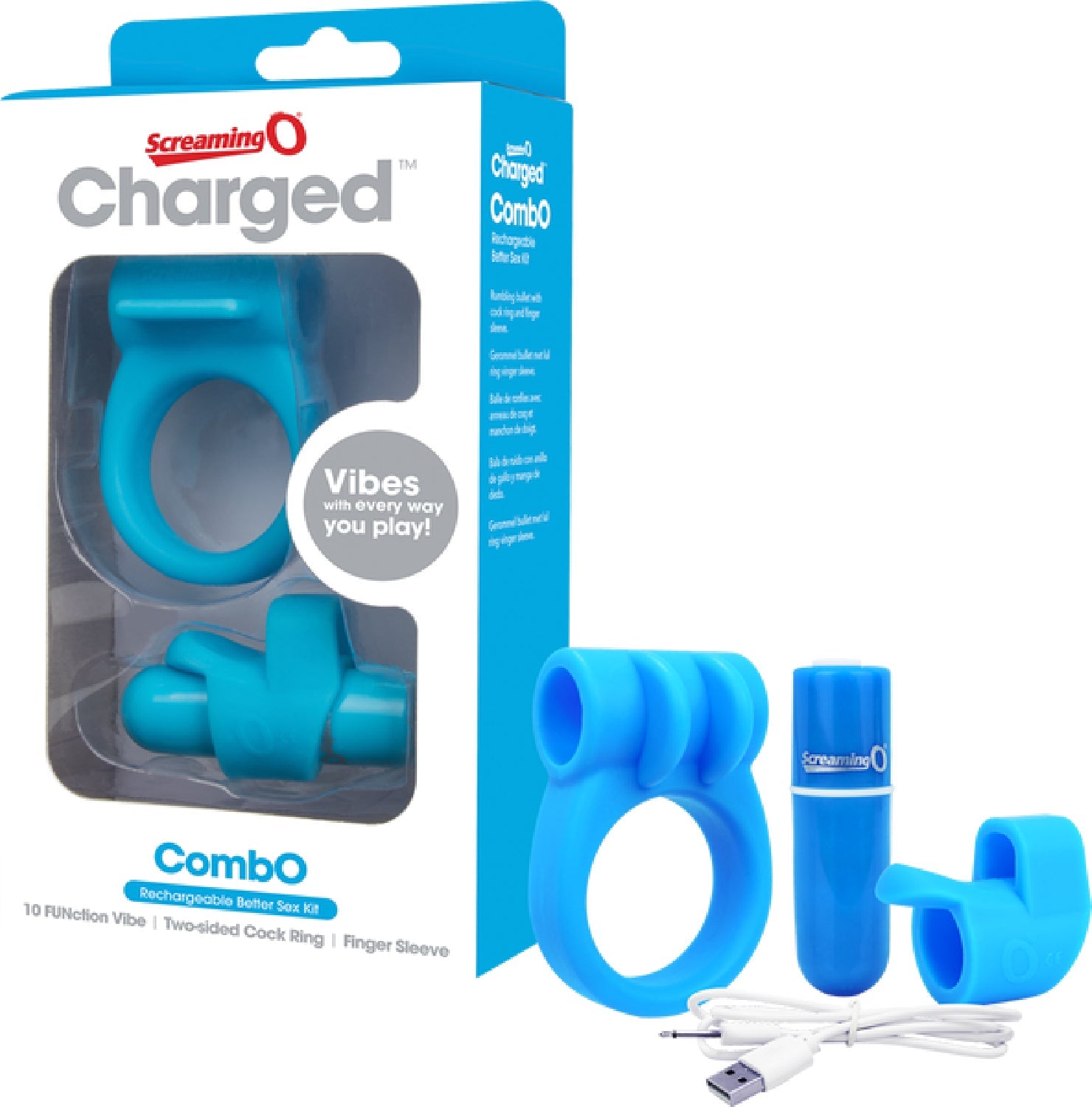 Charged Combo Kit 1 – Body-Safe Silicone Cock Ring and Fingertip Sleeve Kit Secondary image
