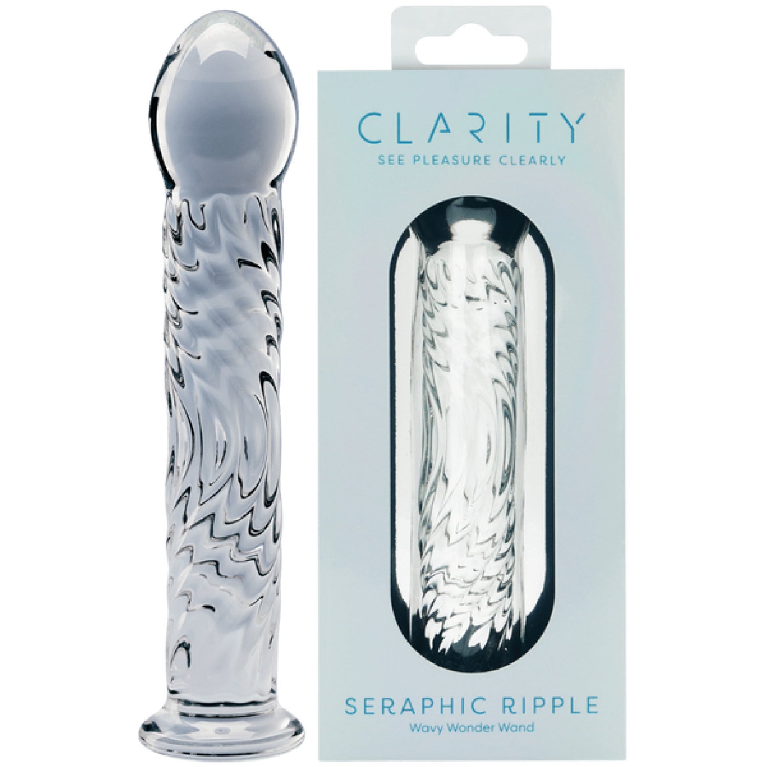 Seraphic Ripple Handblown Borosilicate Glass Dildo – Textured 6.2 Inch Insertable Length Secondary image
