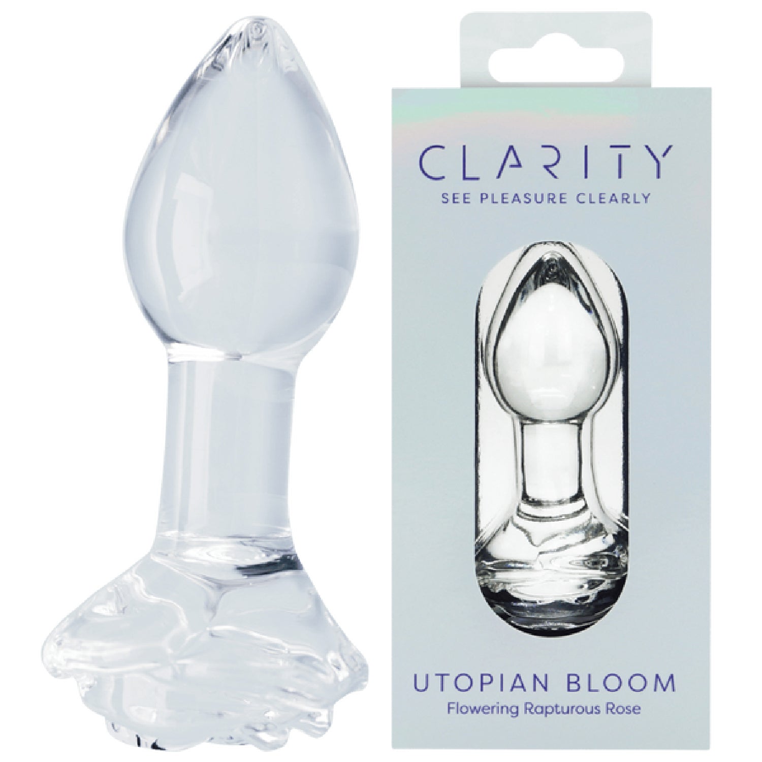 Clarity Utopian Bloom Handcrafted Glass 4.3 Inch Butt Plug Secondary image