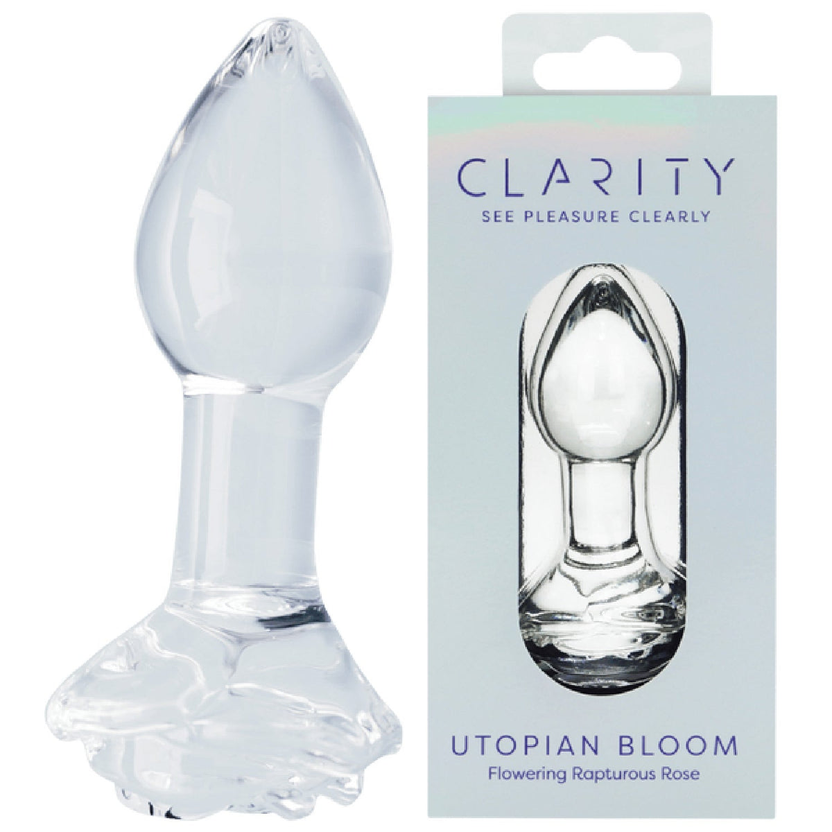 Clarity Utopian Bloom Handcrafted Glass 4.3 Inch Butt Plug > Glass > Dildos
