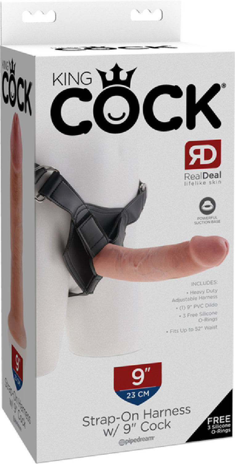 King Cock Strap-On Harness with 9 Inch Realistic Silicone Cock – Strap-On Harness Set > Dildos > Strap On Harnesses