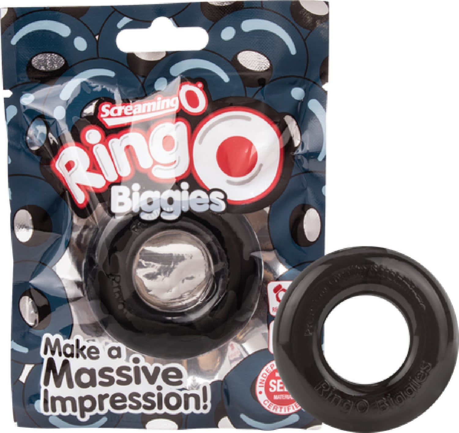 RingO Biggies Thicker Stretchy SEBS Cock Ring Black > Cock Ring > Single