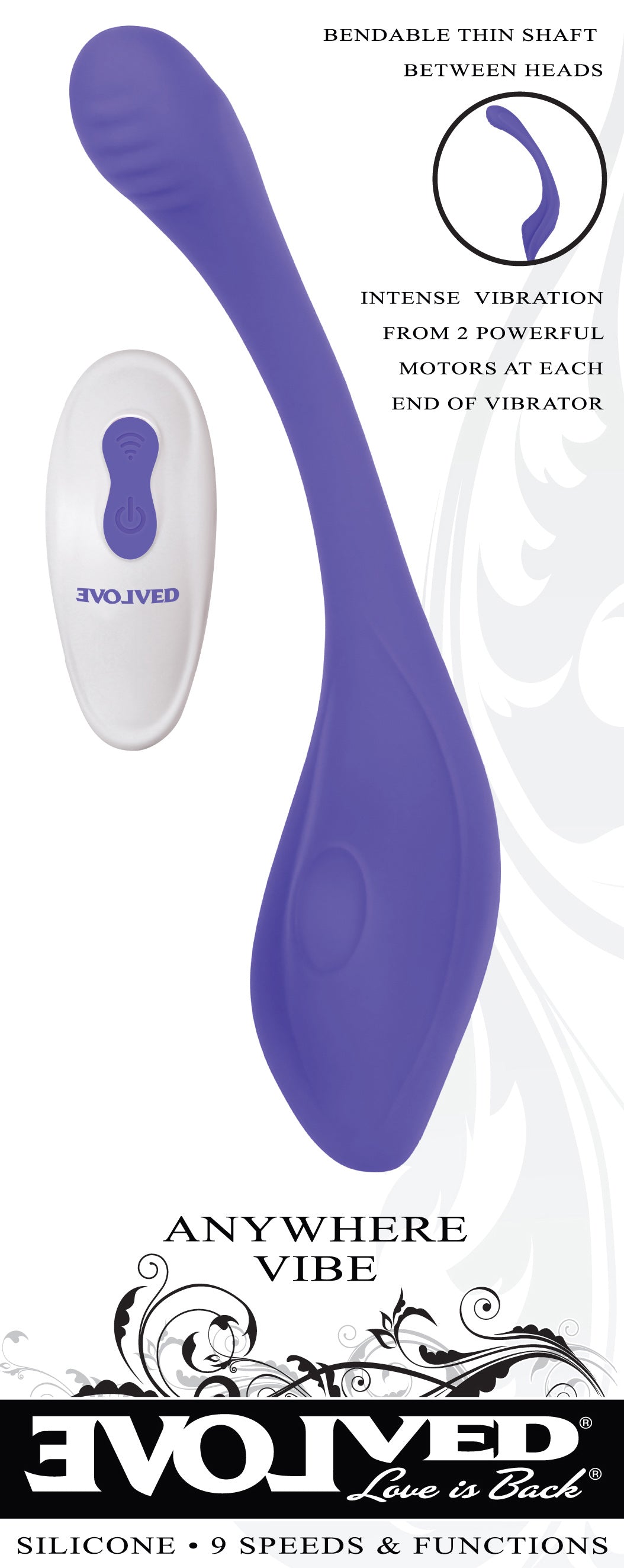 Evolved Anywhere Vibe Flexible Vibrator with Remote > Sex Toys > Couples Toys