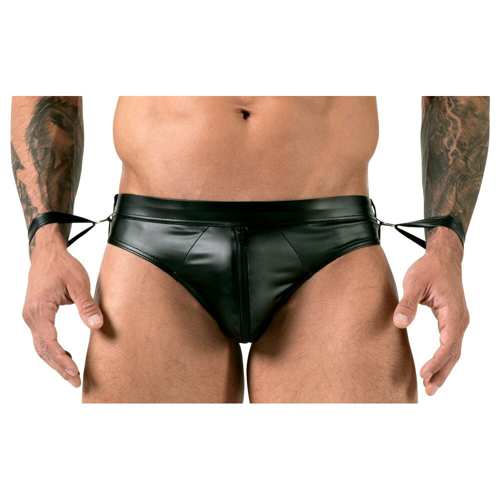 Svenjoyment Jock Brief (Black) – Matte Look Bondage Lingerie With Handcuffs > Sexy Briefs > Male