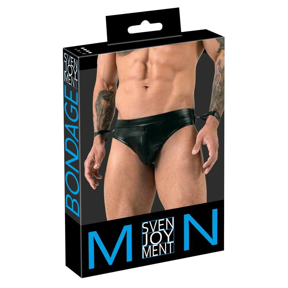 Svenjoyment Jock Brief (Black) – Matte Look Bondage Lingerie With Handcuffs > Sexy Briefs > Male