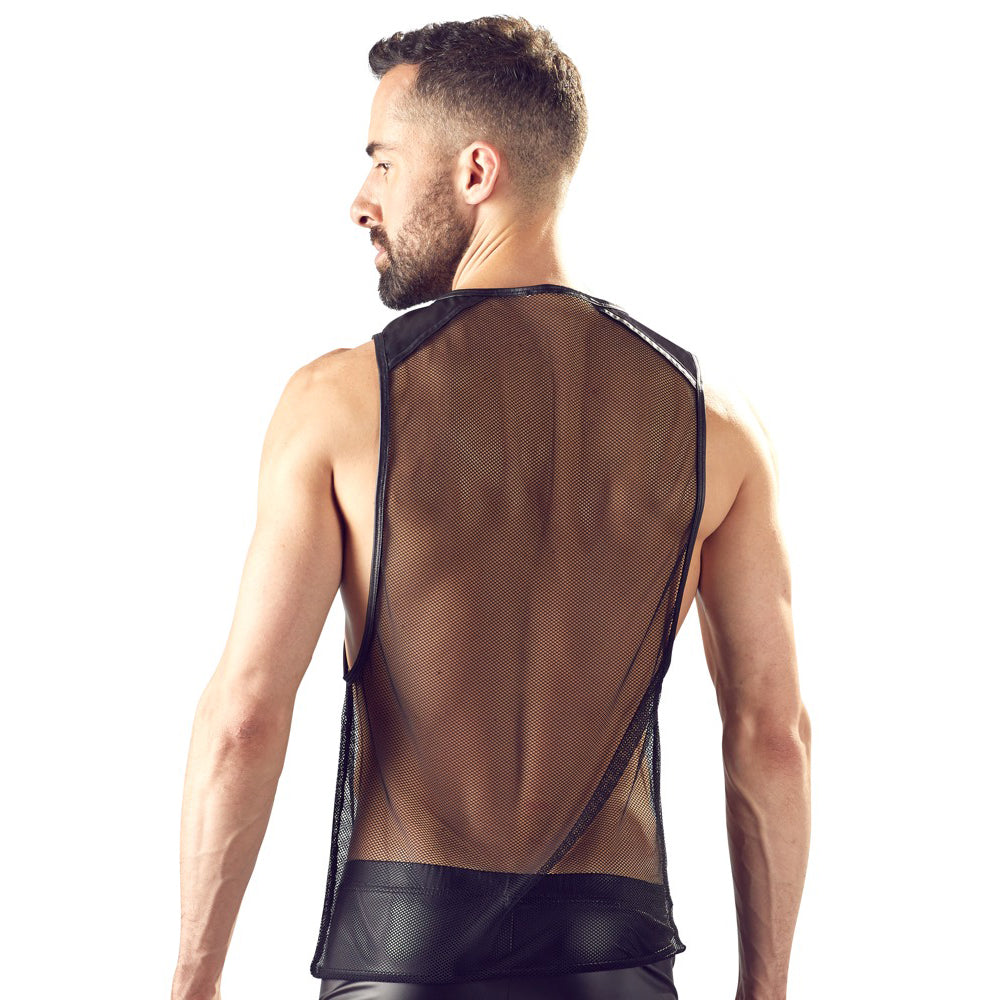 Svenjoyment Men’s Black Net Shirt – Stretchy Loose Fit Mesh Shirt Mens Apparel