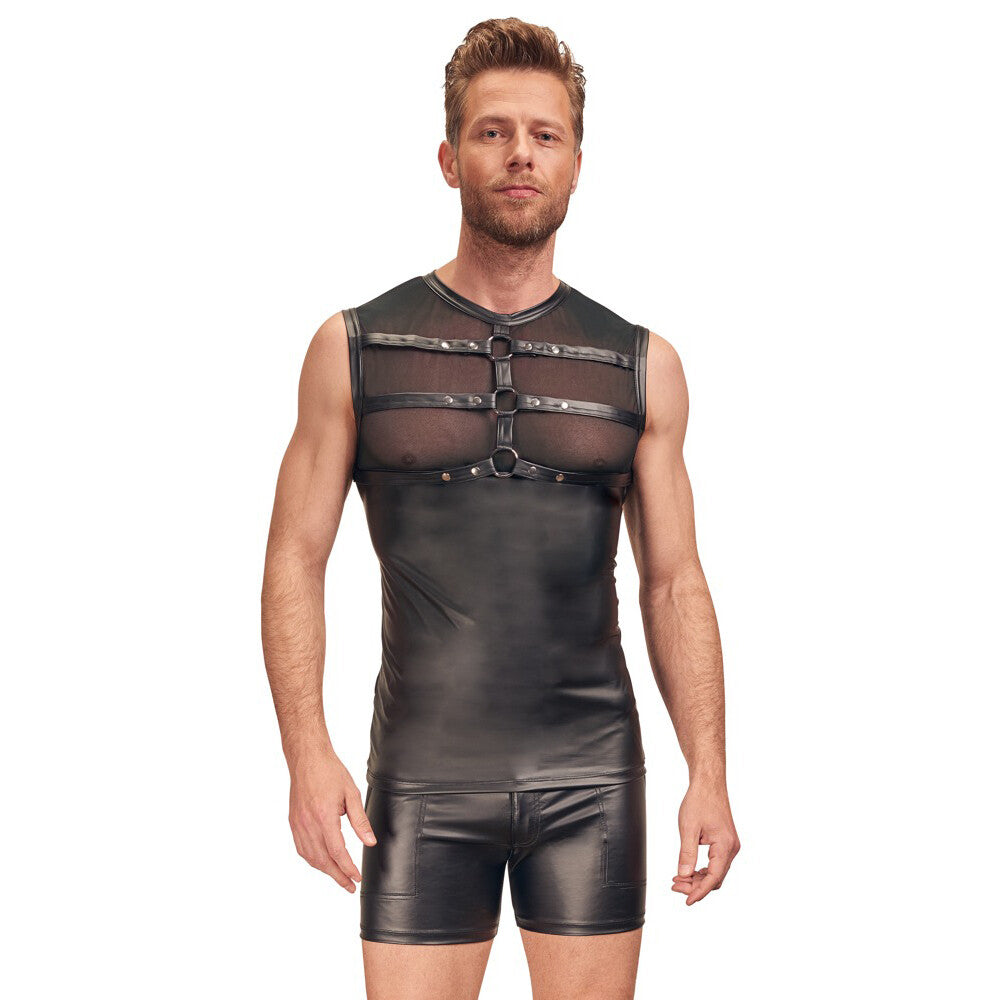 Nek Matte Look Shirt With Chest Harness (Black) > Clothes > Mens Apparel