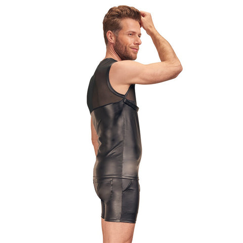 NEK Matte Look Shirt with Chest Harness (Black) – Masculine Lingerie Top Mens Apparel