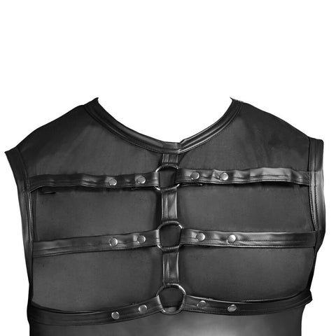 NEK Matte Look Shirt with Chest Harness (Black) – Masculine Lingerie Top Mens Apparel