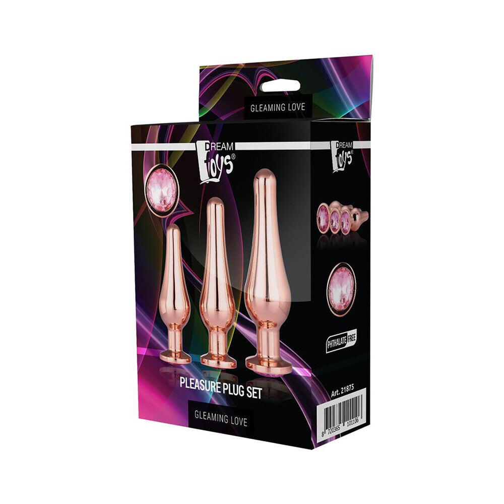 Gleaming Rose Gold Butt Plug Set Luxury Conical Gems > Anal Range > Jewel Butt Plugs