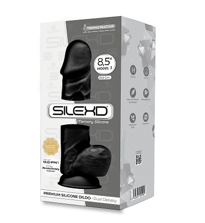 Silexd 8.5 Inch Black Realistic Dual Density Silicone Dildo with Suction Cup Base Secondary image