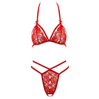 Cottelli Collection Lace Set (Red) – Bra and Crotchless String Lingerie > Clothes > Bra Sets