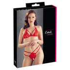 Cottelli Collection Lace Set (Red) – Bra and Crotchless String Lingerie > Clothes > Bra Sets