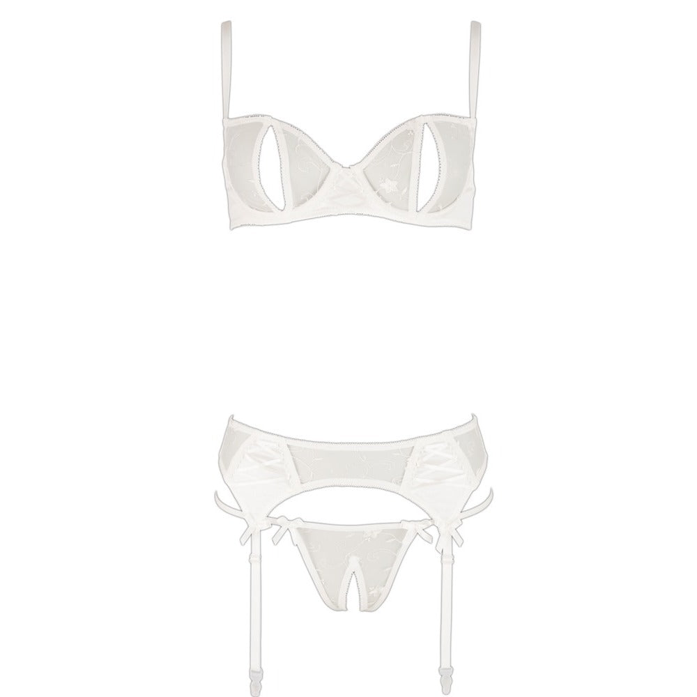Cottelli Delicate Bra Set (White) – Lingerie > Clothes > Bra Sets