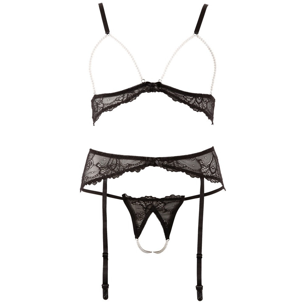 Abierta Fina Pearl Bra Suspender And String > Clothes > Bra Sets