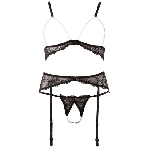 Abierta Fina Pearl Bra Suspender And String > Clothes > Bra Sets