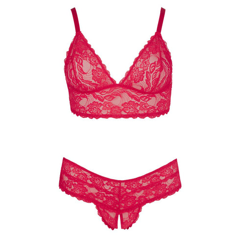 Cottelli Plus Size Lace Bra and Crotchless Briefs – Wireless Lingerie Set > Clothes > Plus Size Lingerie