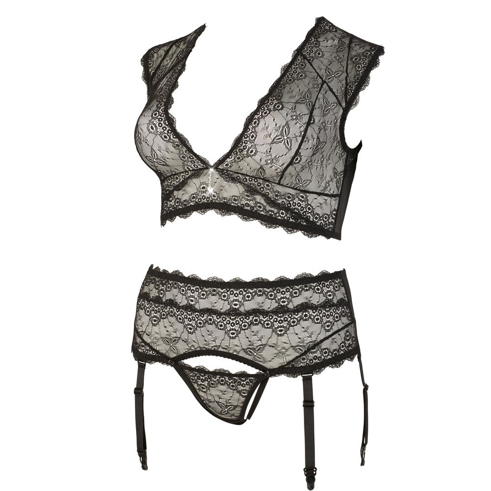 Cottelli Plus Size Bralette and String Set (Black) – Lingerie > Clothes > Plus Size Lingerie