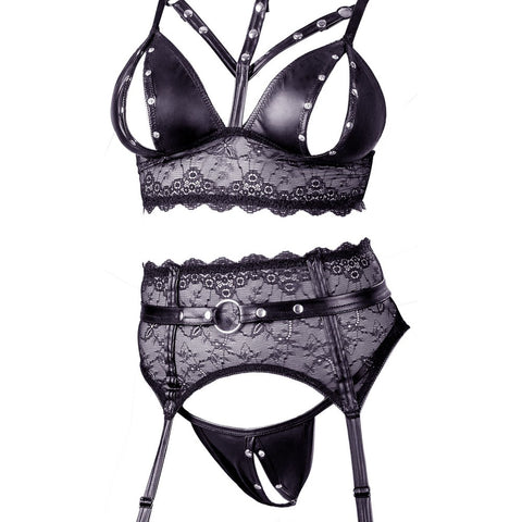 Cottelli Lace Bondage Set (Matte Look) – 3-Piece Adjustable Lingerie Bondage Set > Clothes > Bra Sets